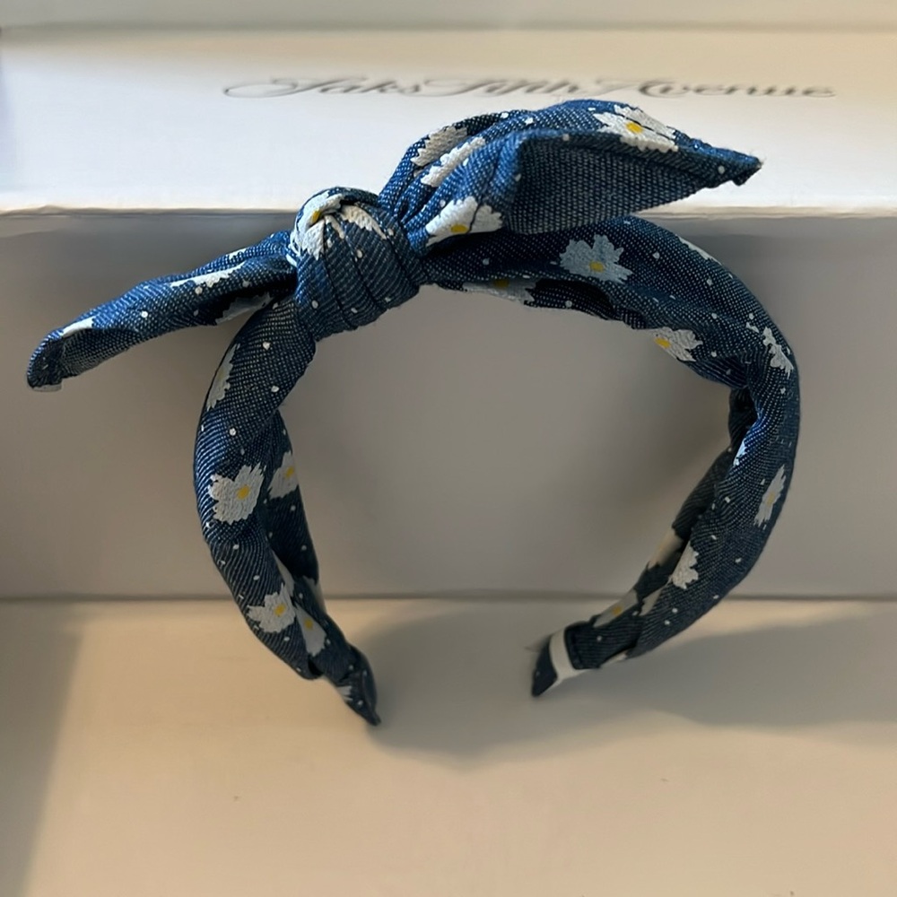 Bow Headband Denim / Daisy Fabric Brand NEW